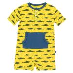 Kickee Pants Kangaroo Romper Lemon shark