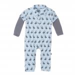 Kickee Pants L/S Polo Romper Pond Puffin