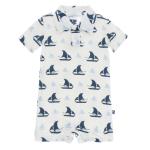 Kickee Pants S/S Polo Romper Natural Sailboat