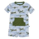 Kickee Pants Kangaroo Romper Pond Airplane