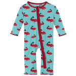 Kickee Pants Girl Ruffle Coverall w/Zipper Iceberg Trucks & Trees