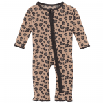 Kickee Pants Girl Ruffle Coverall w/Zipper Suede Cheetah