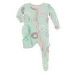 Kickee Pants Girl Ruffle Footie w/Zipper Pistachio Donuts