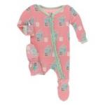 Kickee Pants Girl Ruffle Footie w/Zipper Strawberry Milk