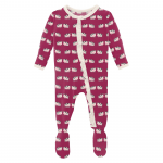 Kickee Pants Girl Ruffle Footie w/Zipper Berry Cow