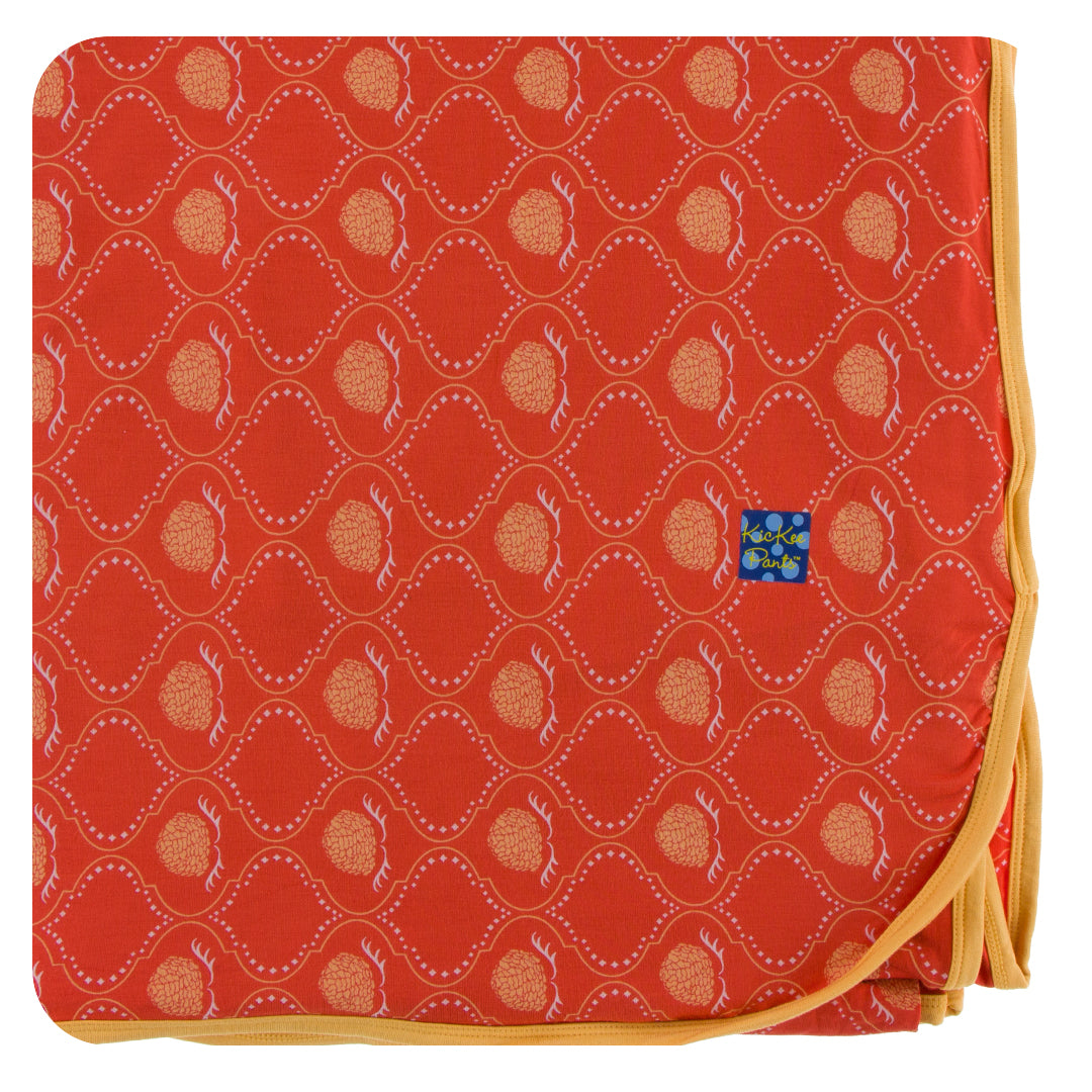 Kickee Pants Swaddle Blanket Poppy Marigold Lattice