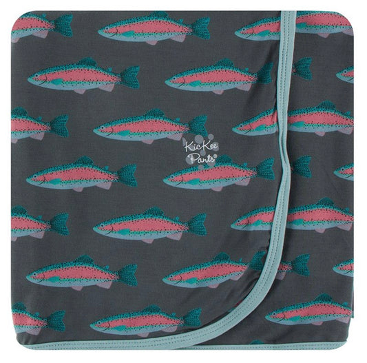 Kickee Pants Swaddle Blanket Stone Rainbow Trout