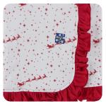 Kickee Pants Stroller Blanket Ruffle Natural Flying Santa