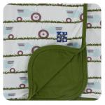 Kickee Pants Stroller Blanket Natural Tractor and Grass