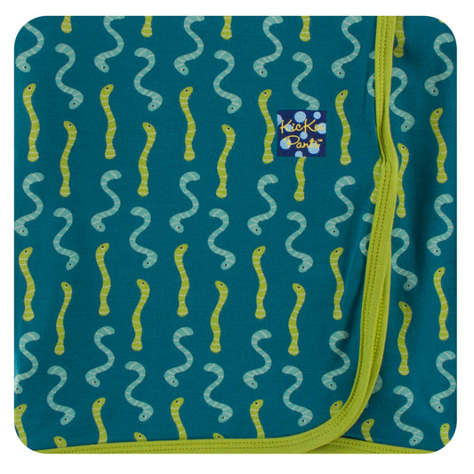 Kickee Pants Swaddle Blanket Oasis Worms