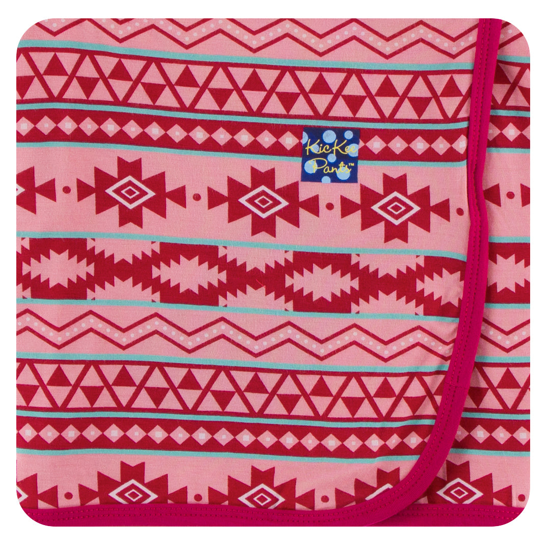 Kickee Pants Swaddle Blanket Strawberry Mayan pattern