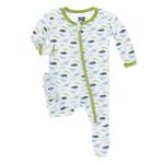 Kickee Pants Boy Footie w/Snaps Dino Print