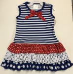 Baby Gantz Nautical Royal Blue Stripe Ruffle Dress
