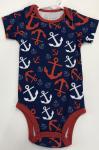 Blosoms & Buds Nautical Onsie Solid Navy w/ Red and white print Anchors