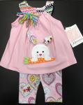 Bonnie Baby 2pc Pink Shirt with Applique Rabbit with carrot Muti color heart print shorts R09053-PV PNK
