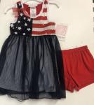 Bonnie Baby Nautical Dress Flag top w/red shorts M19703-PV Red