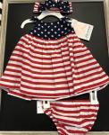 Bonnie Baby Nautical Stars and Stripe  2 Pc Dress w/HB M08016-PV RED