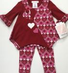 Bonnie Jean 2pc Red top Hearts w/Pink and Red Heart Legging R09139-PT