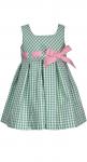 Bonnie Jean Green Seersucker Dress w/Pink Bow S2-11211 grn