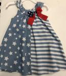 Bonnie Jean Nautical Light Chambray Flag Dress S19561-PV Blu