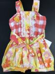 Haute Baby Romper  Coral Check and floral Polly's Picnic VPP05