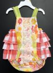 Haute Baby Sunsuit Floral & Coral check ruffle Polly's Picnic VPP03