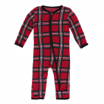 Infant Coveral w/zip Christmas Plaid 2019