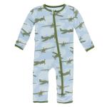 Infant Coverall w/zip Pond Airplanes (Green)