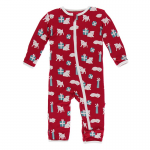 Infant Coverall w/zipper Crimson Puppies and Presents