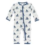 Infant Coverall w/zipper Natural Sailboat
