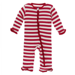 Infant Ruffle Coveral w/zip Candy Cane Stripe 2019