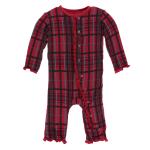 Infant Ruffle Coveral w/zip Christmas Plaid