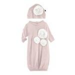 KK Dahlia Flower Layette Gown & Flower Hat Set Baby Rose with Natural