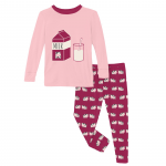 KK L/S Graphic Tee Pajama Set Berry Cow