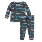 KK L/S Pajama Set Pewter Santa Sharks