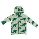 KK Print Quilted Jacket w/Sherpa lined hood Pistachio Tractors and Wheat/Ivy Chickens