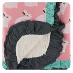 KK Printed Sherpa-Lined Double Ruffle Toddler Blanket Strawberry Forest Rabbit