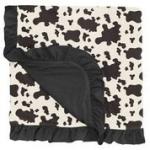 KK Ruffle Stroller Blanket Cow Print