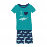 KK S/S Graphic Tee Pajama set w/shorts Flag Blue Sharky