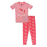 KK S/S Pajama Red Ginger Unicorns