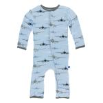 Infant Coverall w/snaps Pond Airplanes (Gray)
