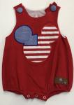 Millie Jay Boys Nautical Red Romper w/applique Mouse Head Flag