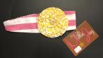 Millie Jay Pink and White Stripe Headband Gold Flower Matches Applique Pineapple