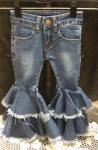 Ml Kids Double Ruffle Bell Bottom Jeans # FP0012 Light ( Size 6m- size 7)