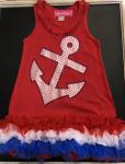 Sparkle Couture Nautical Red Ruffle Dress w/Sparkle Anchor