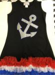 The Princess & The Prince Nautical Black  Dress w/ Multi Color Ruffles Applique Sparkle Anchor