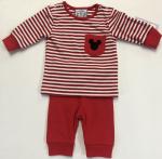 Three Sisters 2pc Pants Set Mouse Head pocket Red & White Stripe Red Pants