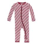 Toddler L/S Coveral w/zipper Crimson Candy Cane Stripe