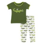 Toddler Pajamas S/S Pants Set Natural Crocodile