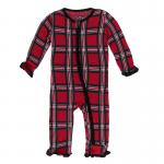 Toddler Ruffle Coveral w/zip Christmas Plaid 2019